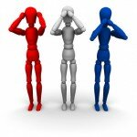 3 wise stick people